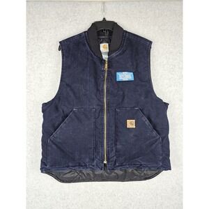 Vintage Carhartt Quilt-Lined Artic Vest "Midnight Blue" V02 MDT Mens LG USA Made